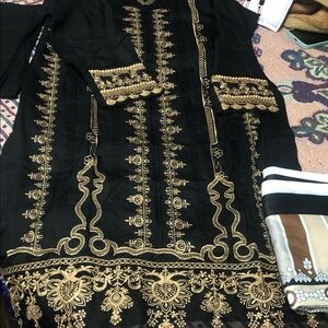 Chic Black Dress with Gold Embroidery